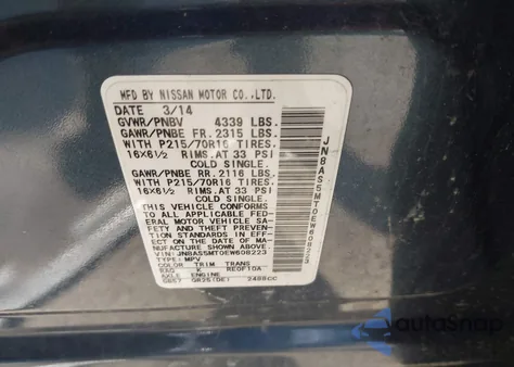 2014 Nissan Rogue Select S z USA, uszkodzony, nr VIN JN8AS5MT0EW608223